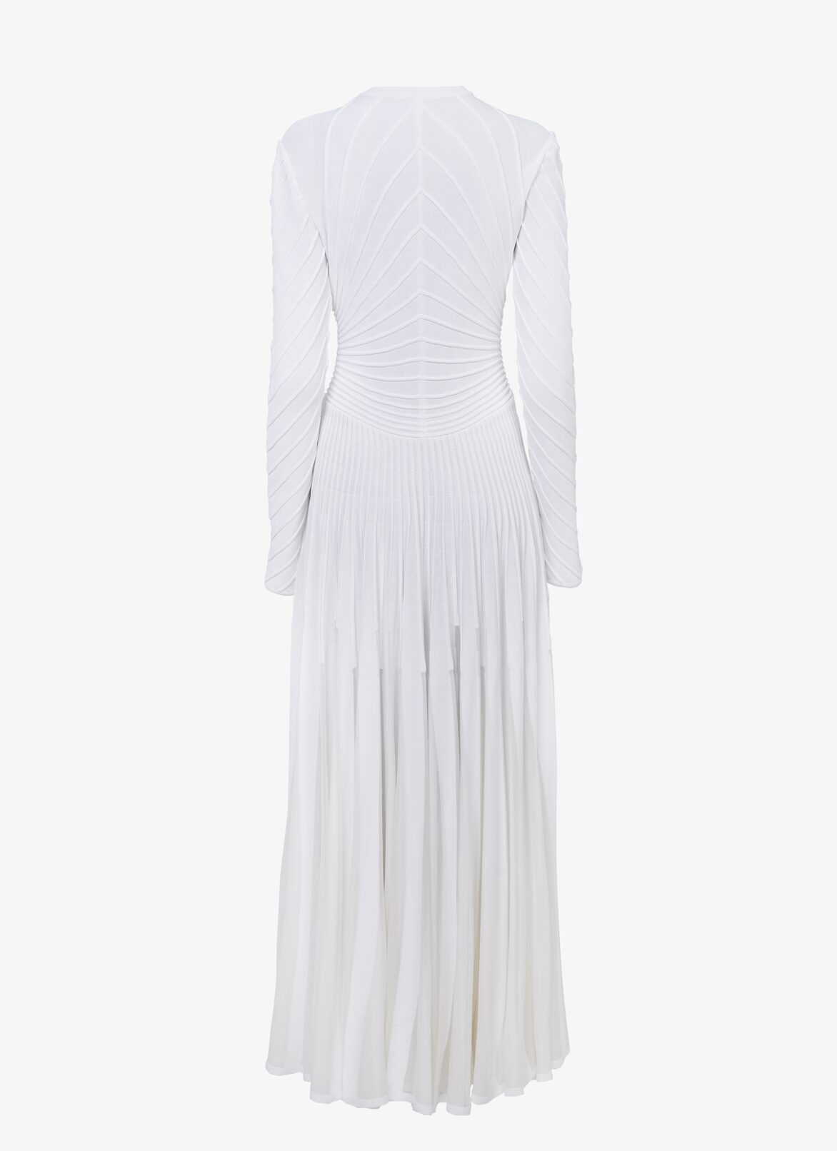 Long-sleeved ottoman knit dress ALAÏA WHITE LONG-SLEEVED OTTOMAN KNIT DRESS